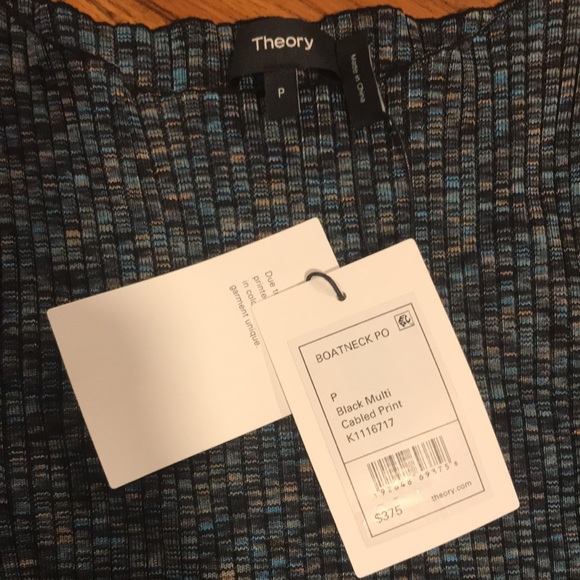 Theory Cabled Print Ribbed Boat Neck Sweater - Picture 11 of 13